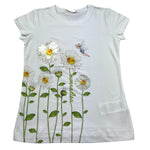 Monnalisa T-Shirt Girocollo Tinta Unita con Stampa Fiori per Bambina 193601S1 BIANCO MONNALISA 