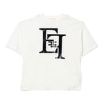 Elisabetta Franchi T-Shirt Girocollo Tinta Unita con Logo per Bambina EFTS217 BIANCO ELISABETTA FRANCHI 
