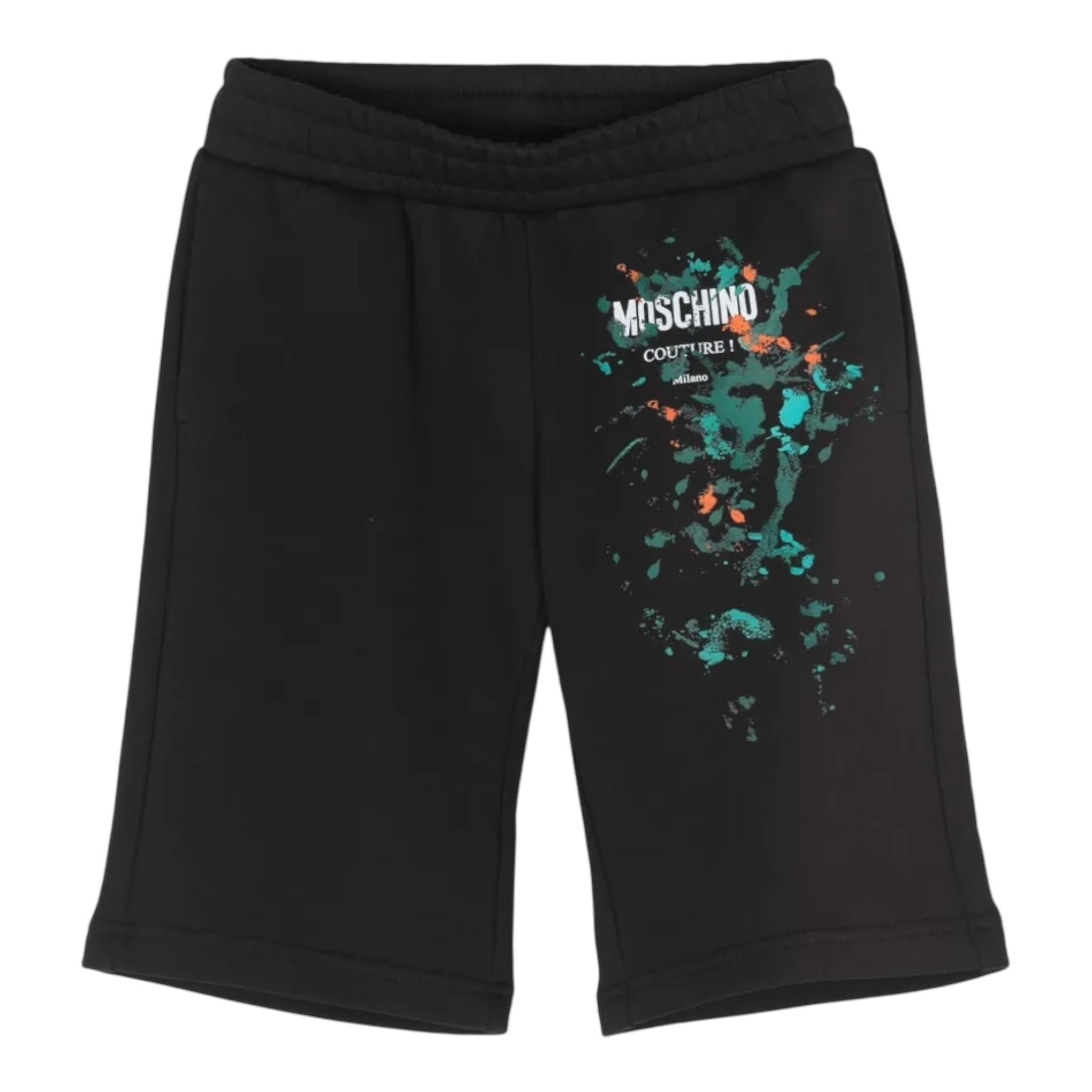 Moschino Bermuda tinta unita con Elastico In Vita Nero per Bambino HUQ01U NERO MOSCHINO 