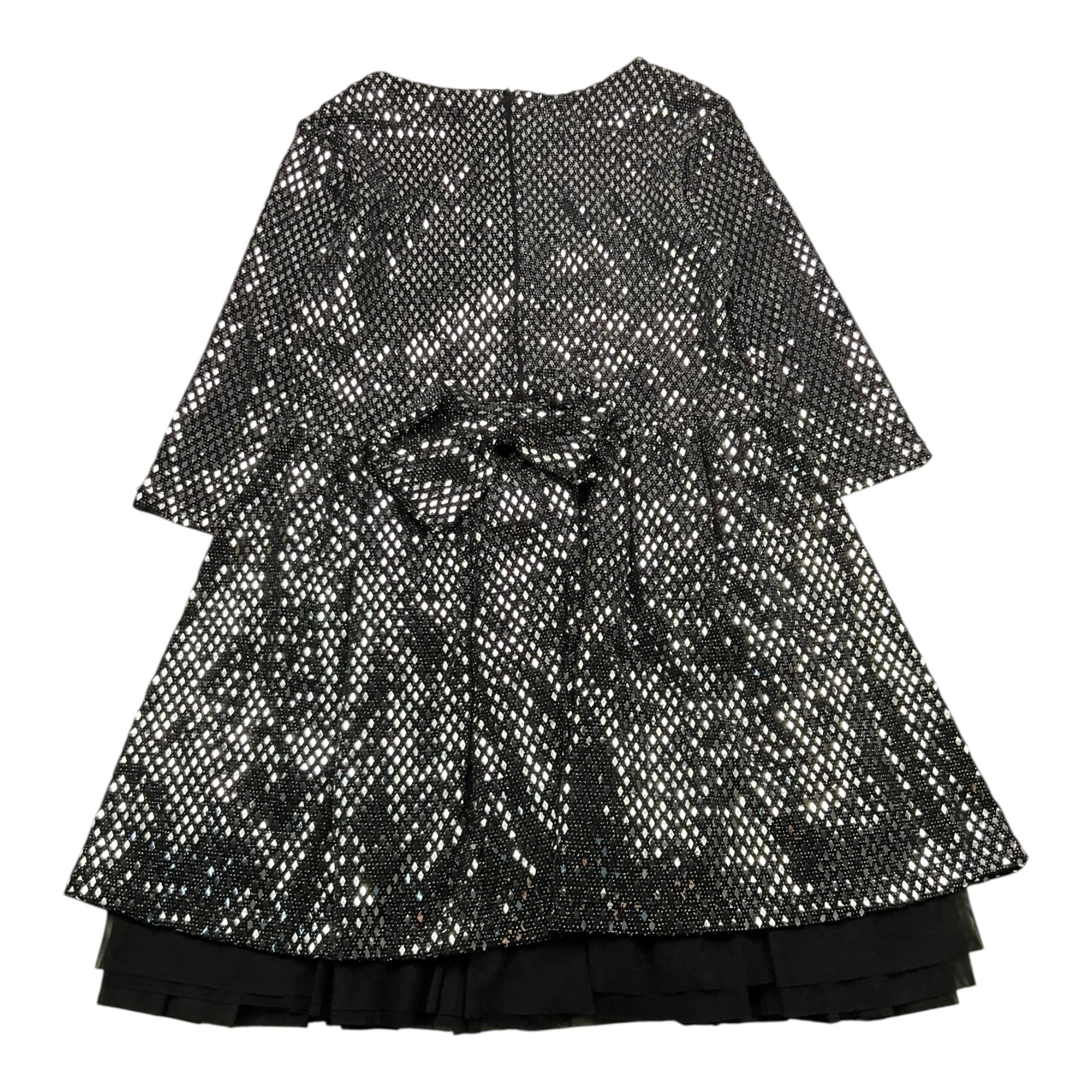 VICTORIA & STELLA abito tinta unita con applicazioni manica lunga Nero per Bambina 526 NERO VICTORIA & STELLA 