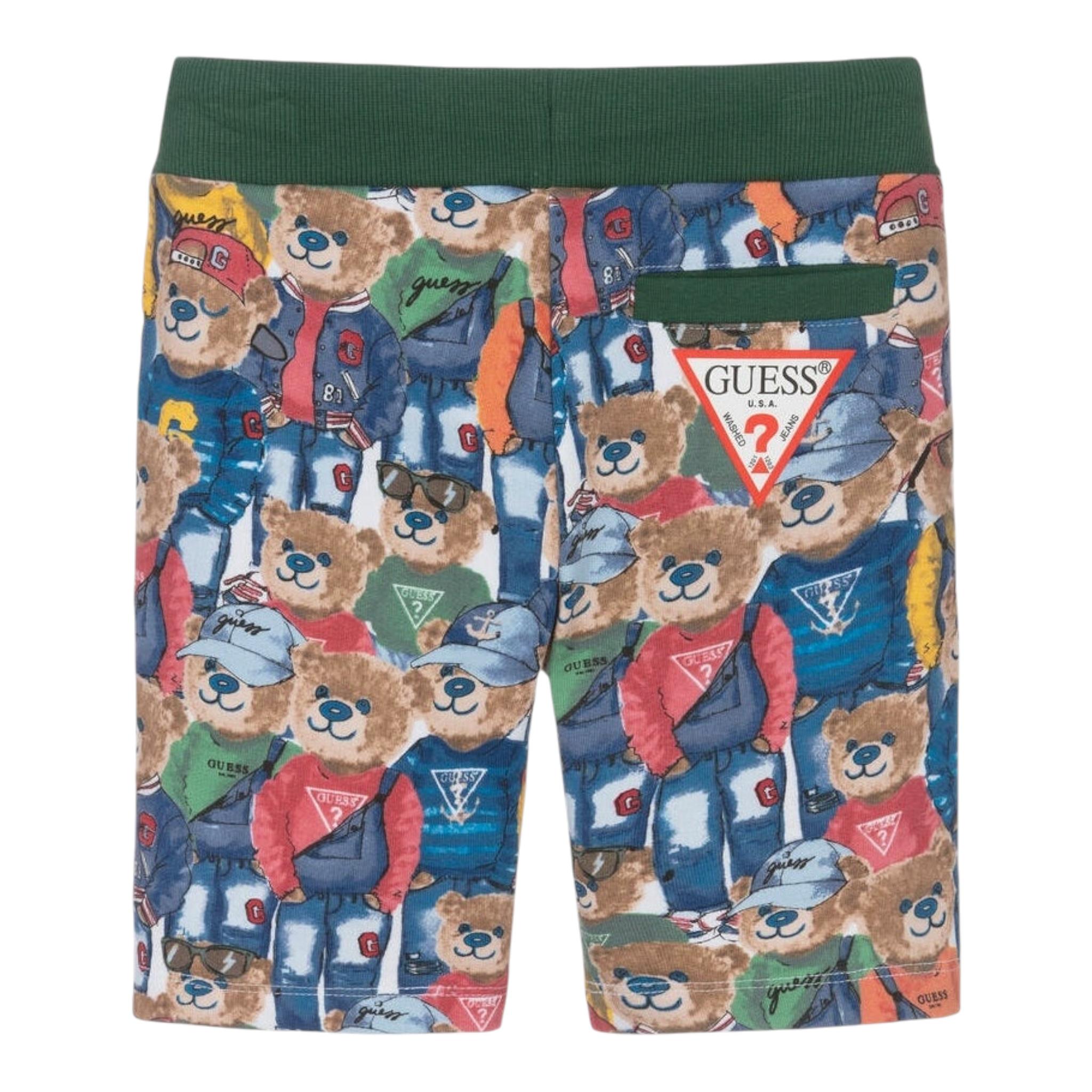 Guess Bermuda Tinta Unita con Fantasia Orsi per Neonato N5RD02KA6R4 BIANCO GUESS 