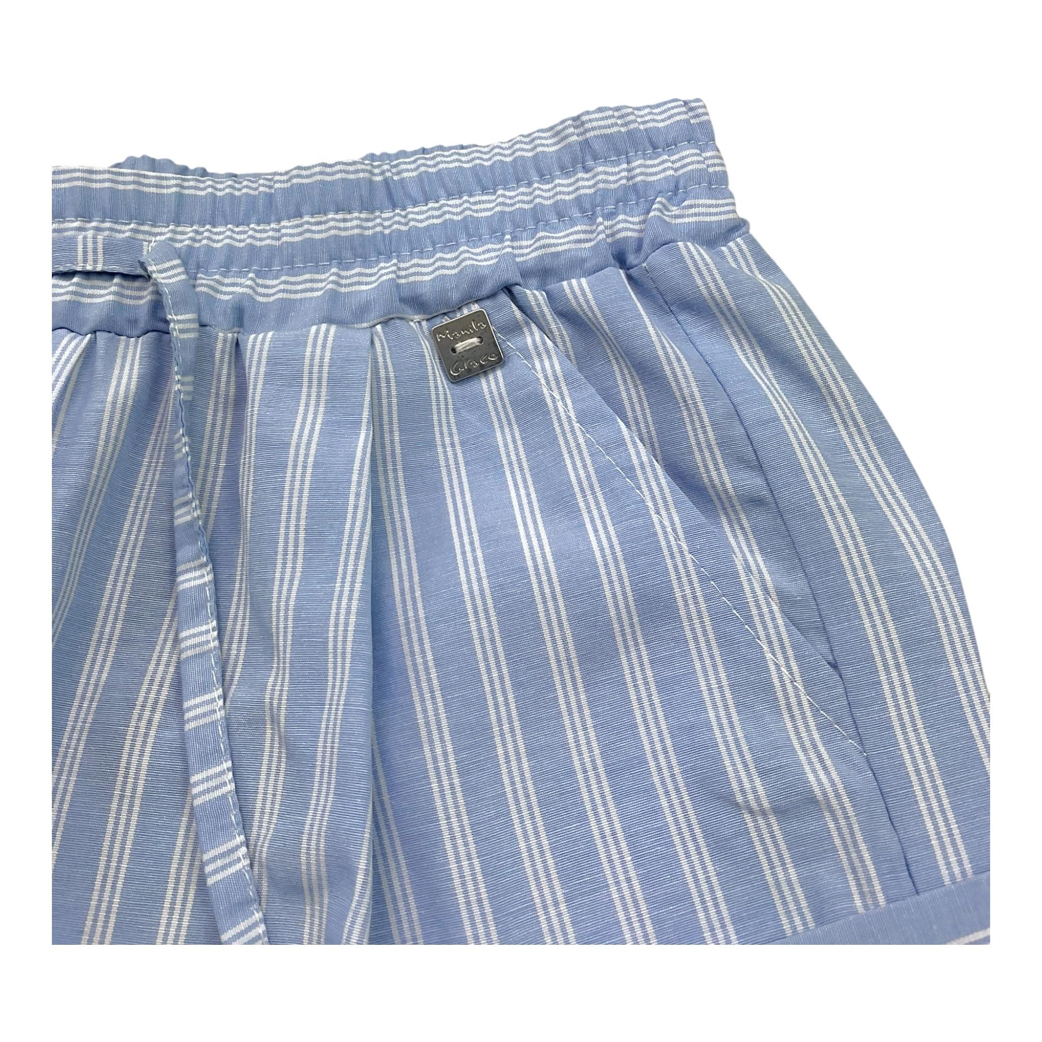 Manila Grace Short Tinta Unita con Fantasia A Righe per Bambina 363PMBS25 AZZURRO MANILA GRACE 
