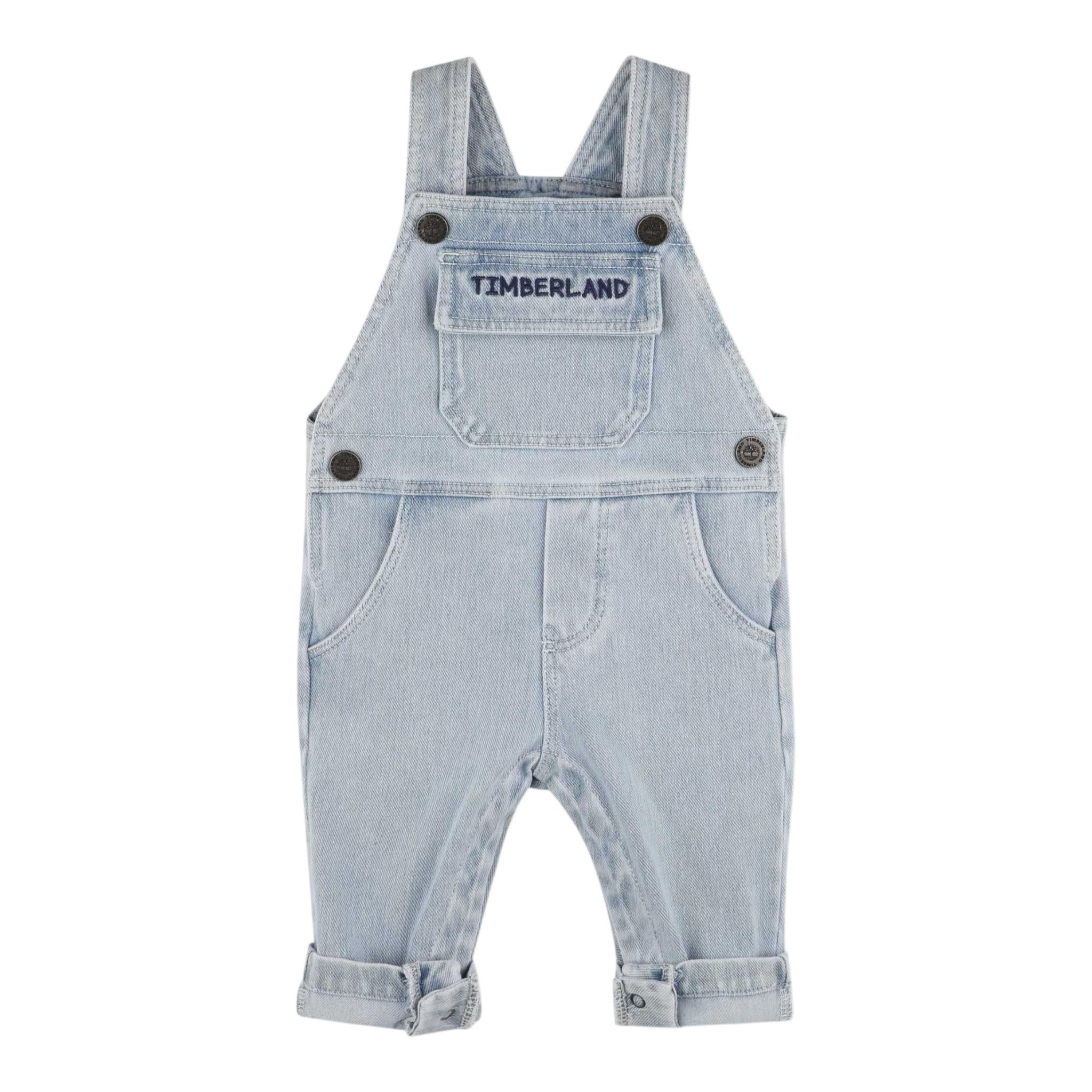 Timberland Salopette In Denim Tinta Unita per Neonato T60395 AZZURRO TIMBERLAND 