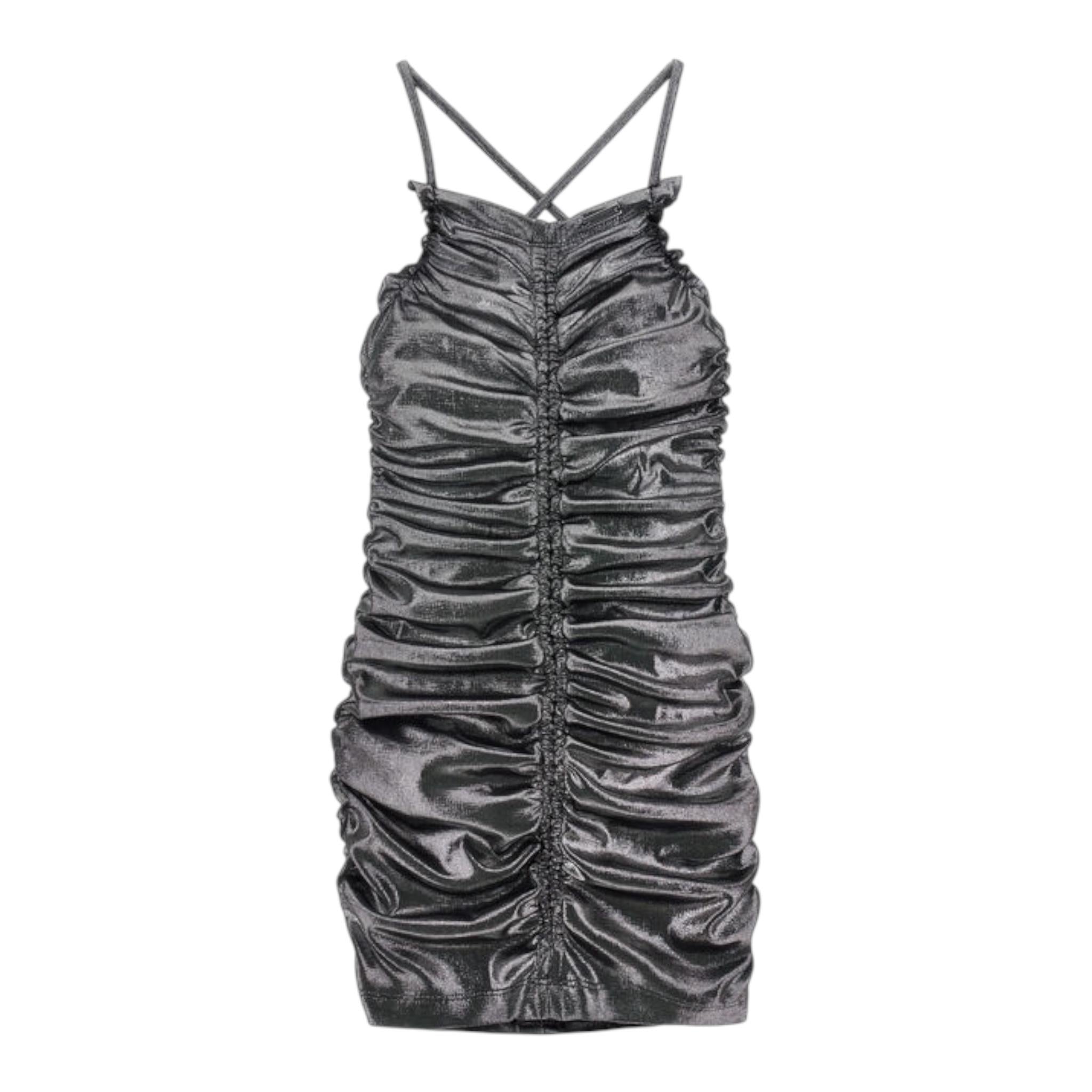 Monnalisa Abito Tinta Unita con Arriccio per Bambina 41E902X GRIGIO MONNALISA 