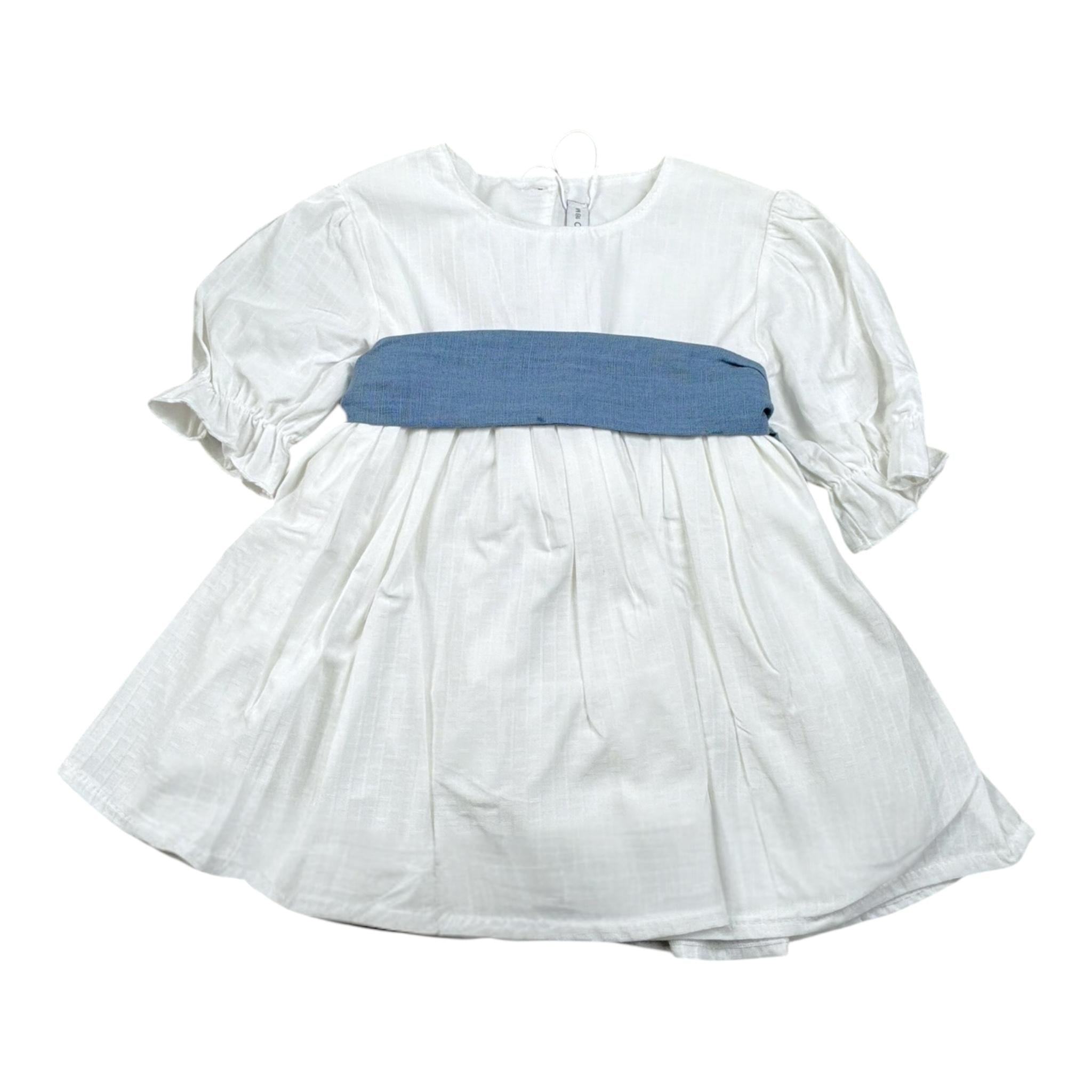 Calamaro Abito Tinta Unita con Cintura per Neonata 21295 BIANCO CALAMARO 