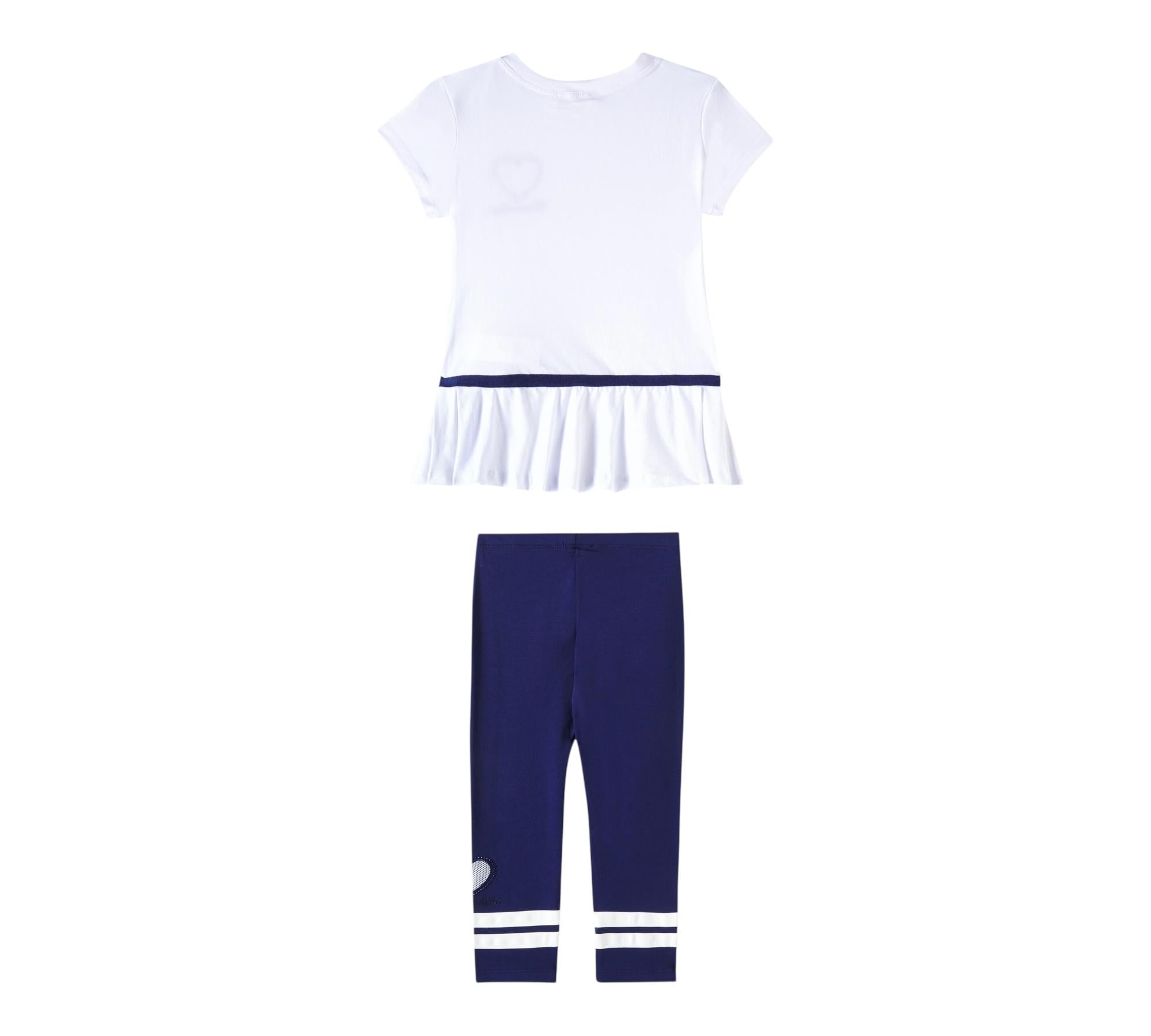 Monnalisa Completo 2 Pezzi T-Shirt-Leggins Bicolore per Bambina 19E500 BIANCO/BLU MONNALISA 