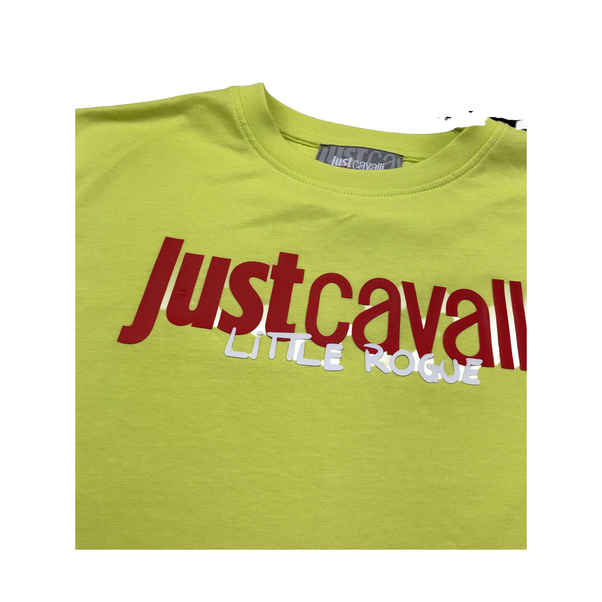 Just Cavalli T-Shirt Girocollo Tinta Unita con Stampa Logo per Bambino JGP26027TS VERDE JUST CAVALLI 
