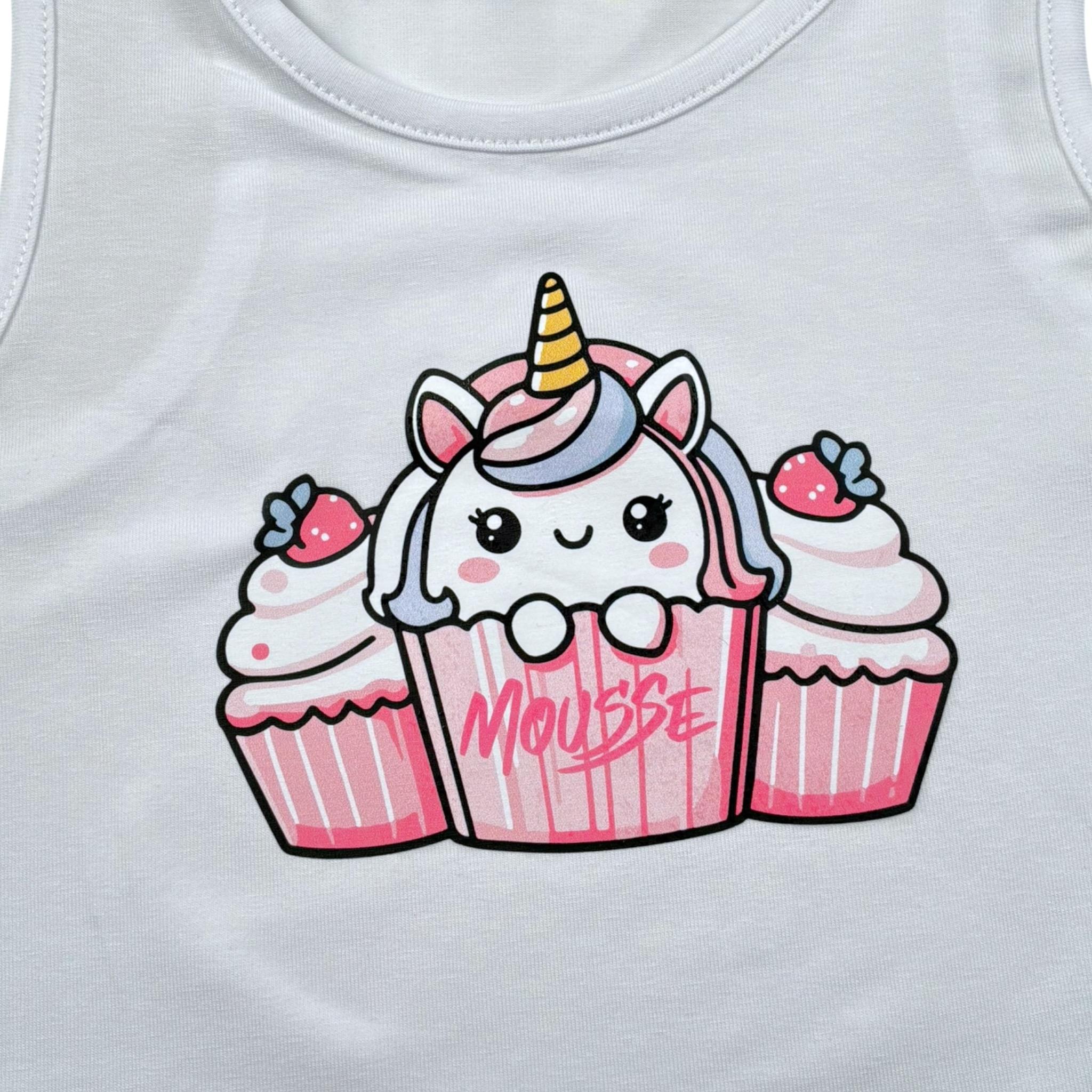 Mousse Canotta Tinta Unita con Stampa per Neonata UNILEOOO BIANCO MOUSSE 