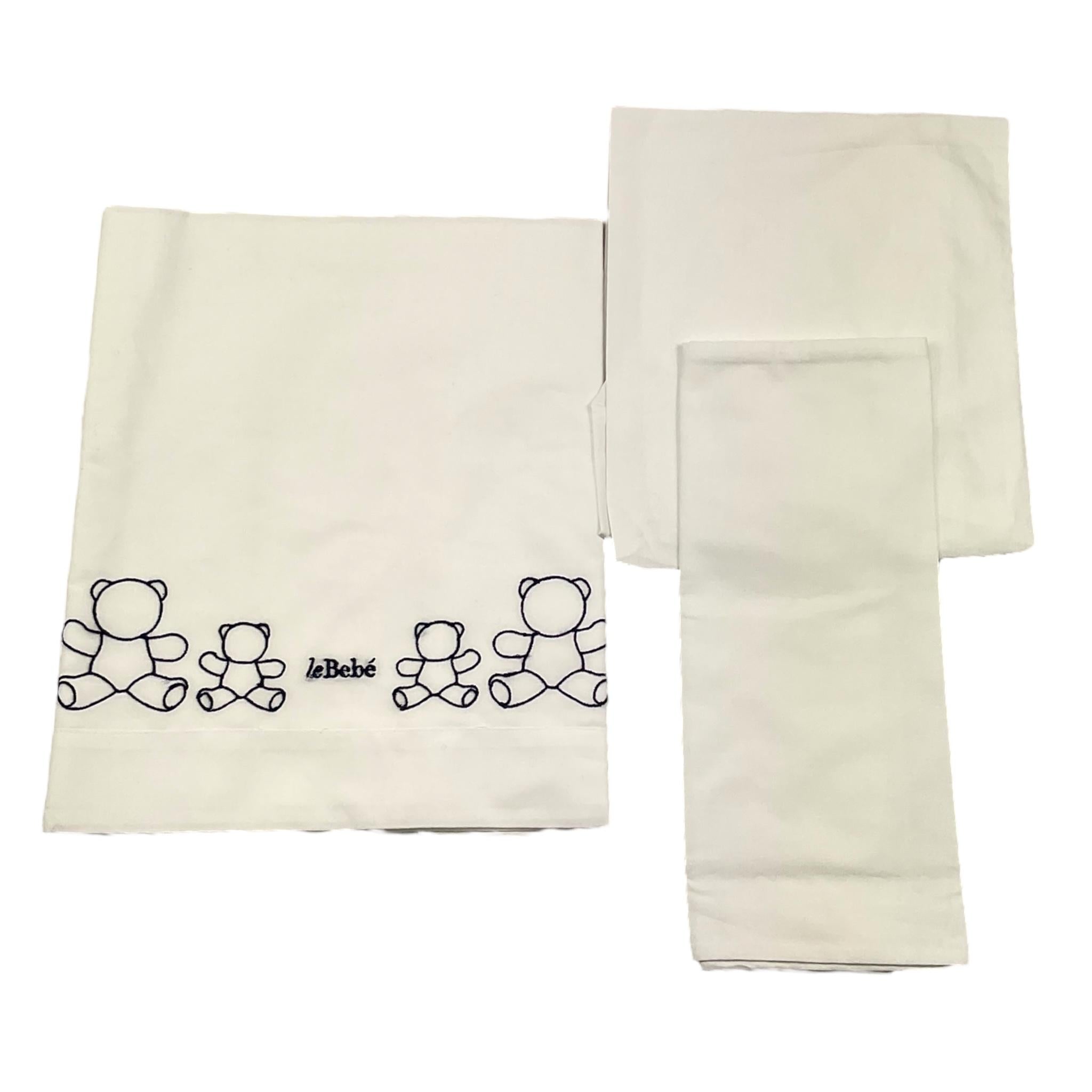 LE BEBE' set 3 pezzi lenzuola tinta unita cn ricami Bianco per Neonato LBB5150 BIANCO LE BEBE' 