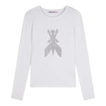 Patrizia Pepe Shirt Girocollo Tinta Unita con Brillantini per Bambina 7M0752 BIANCO PATRIZIA PEPE 