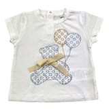 Le Bebe' T-Shirt Girocollo Tinta Unita con Stampa In Contrasto Bianco per Neonata