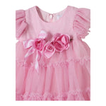 Monnalisa Abito Mezza Manica Tinta Unita In Tulle per Neonata 31E903 ROSA MONNALISA 