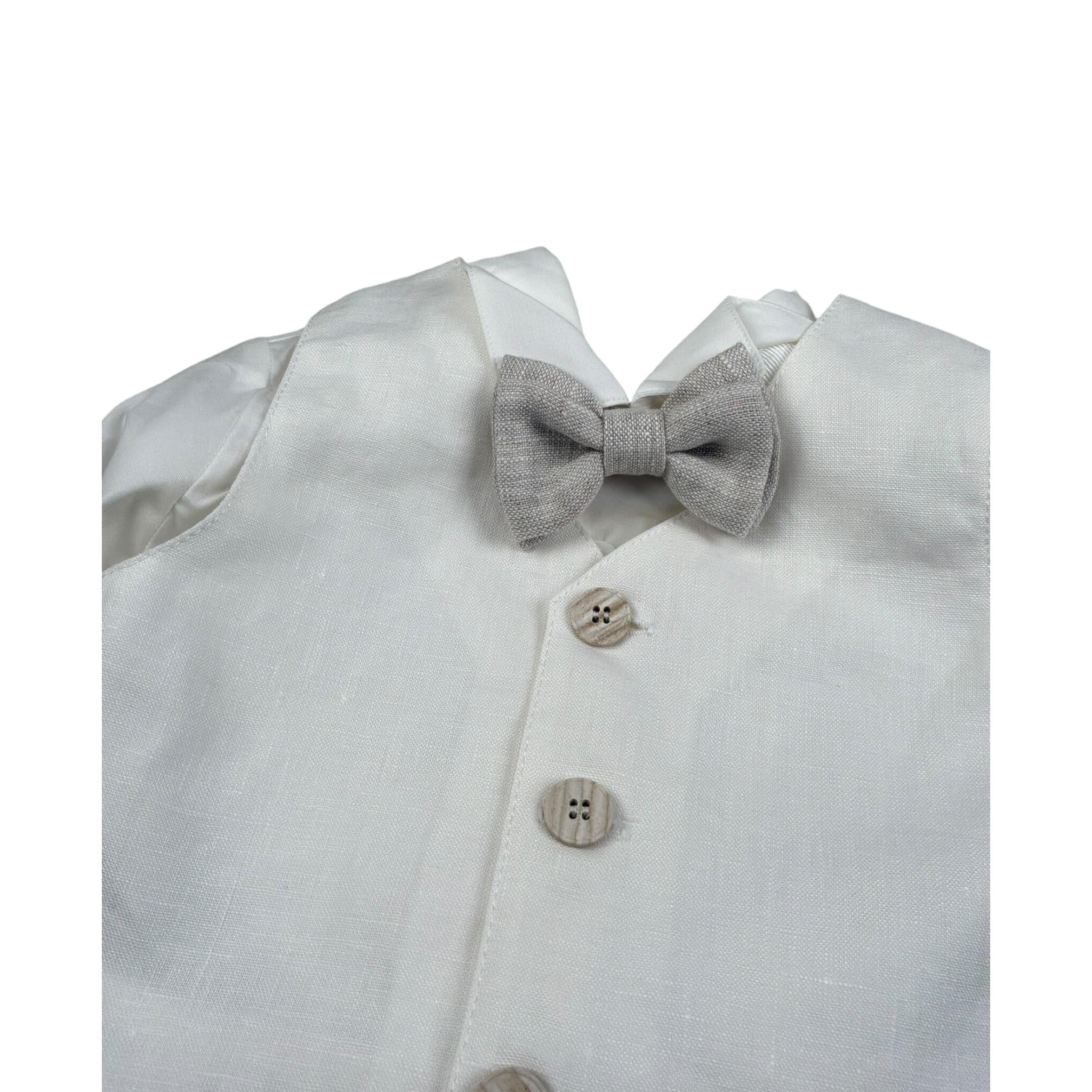 Pure Firenze Completo 4 Pezzi Camicia-Gilet-Bermuda-Papillon per Neonato 110888 PANNA/BEIGE PURE FIRENZE 