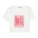 Liu Jo T-Shirt Girocollo Tinta Unita con Stampa E Frange per Bambina GA5192 BIANCO LIU JO 
