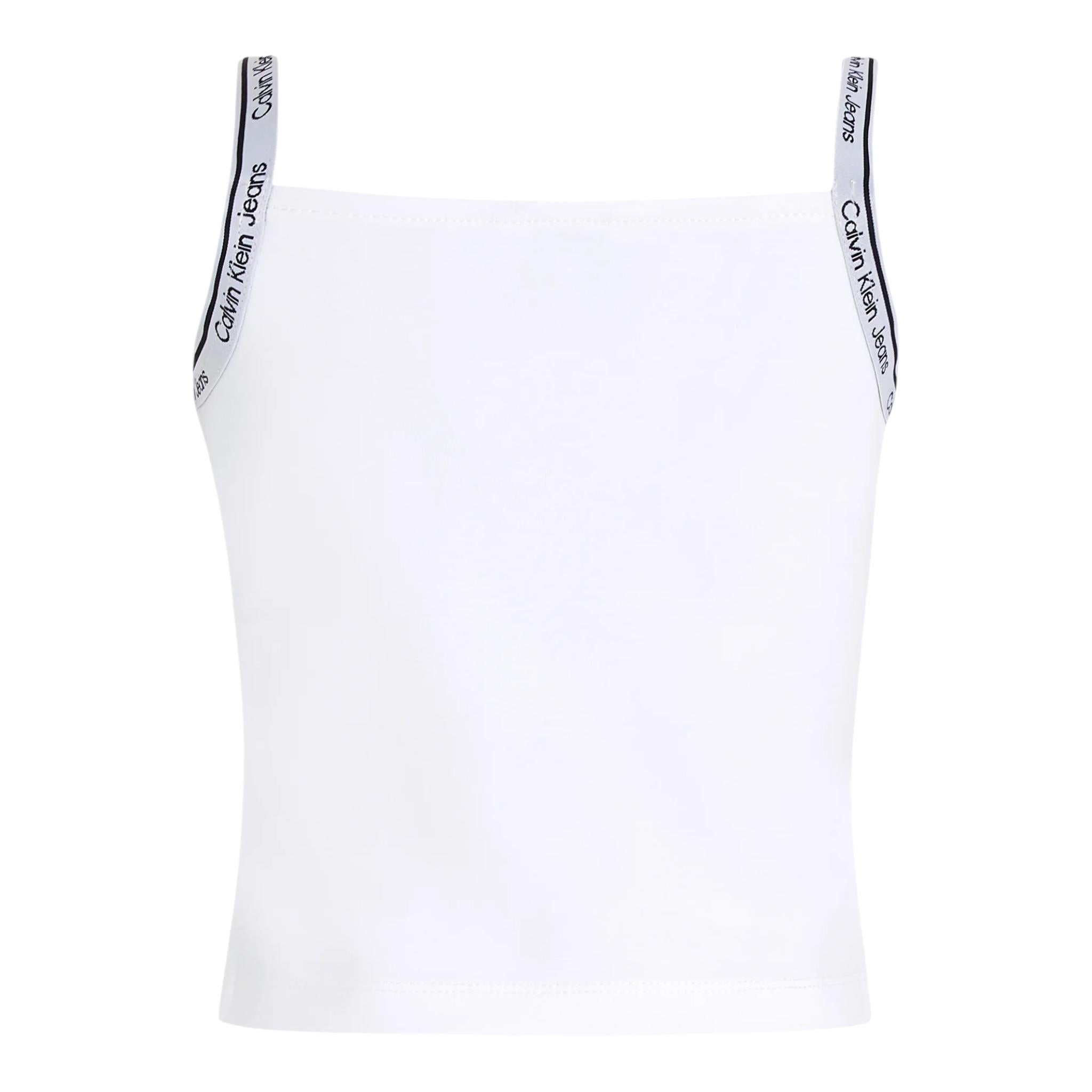 Calvin Klein Canotta Tinta Unita con Logo per Bambina IG0IG02436 BIANCO CALVIN KLEIN 