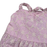 M+E' Abito Tinta Unita In Pizzo Sangallo per Bambina UE1784J ROSA M+E' 