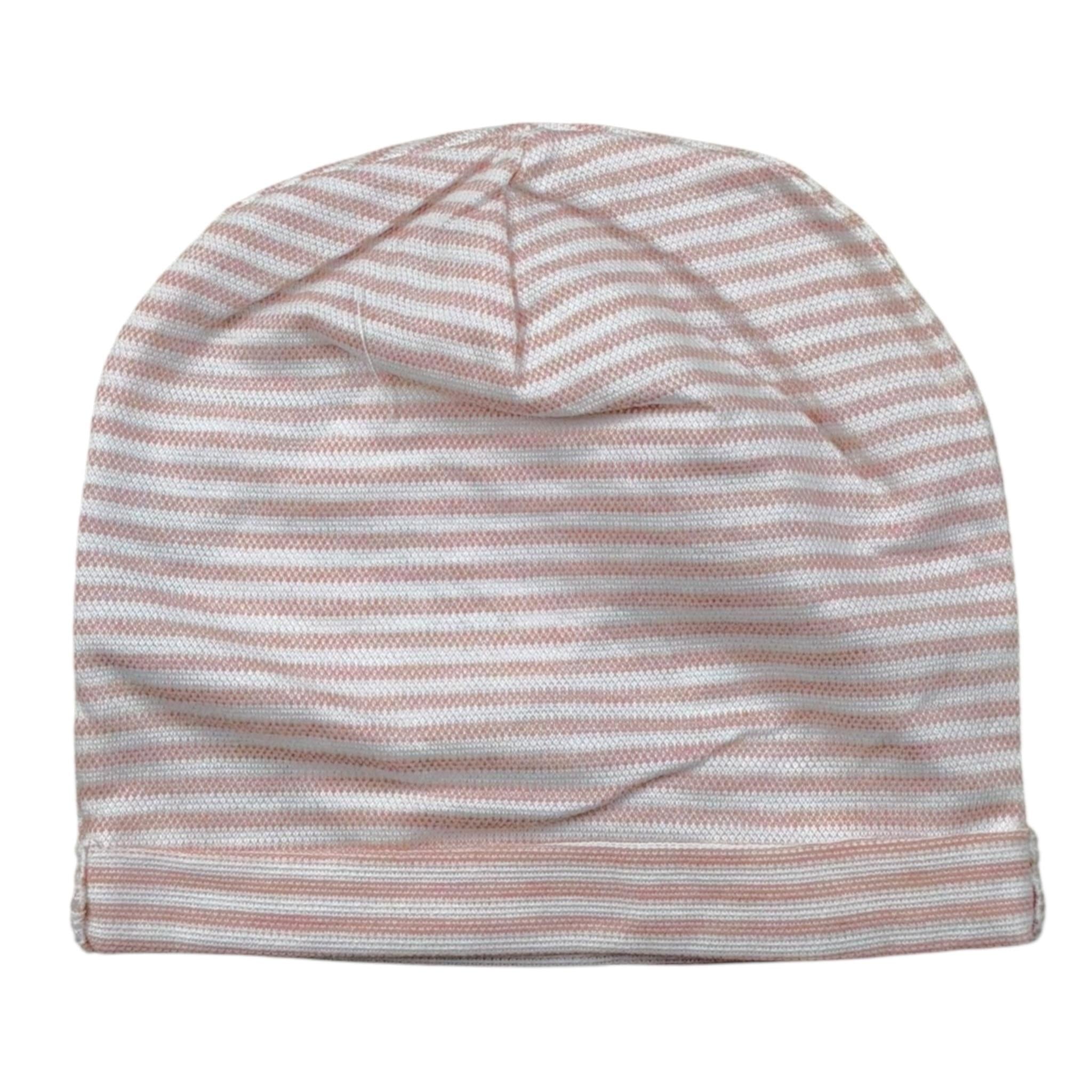 Barcellino Cappello Tinta Unita con Fantasia A Righe per Neonata 12097 BIANCO BARCELLINO 