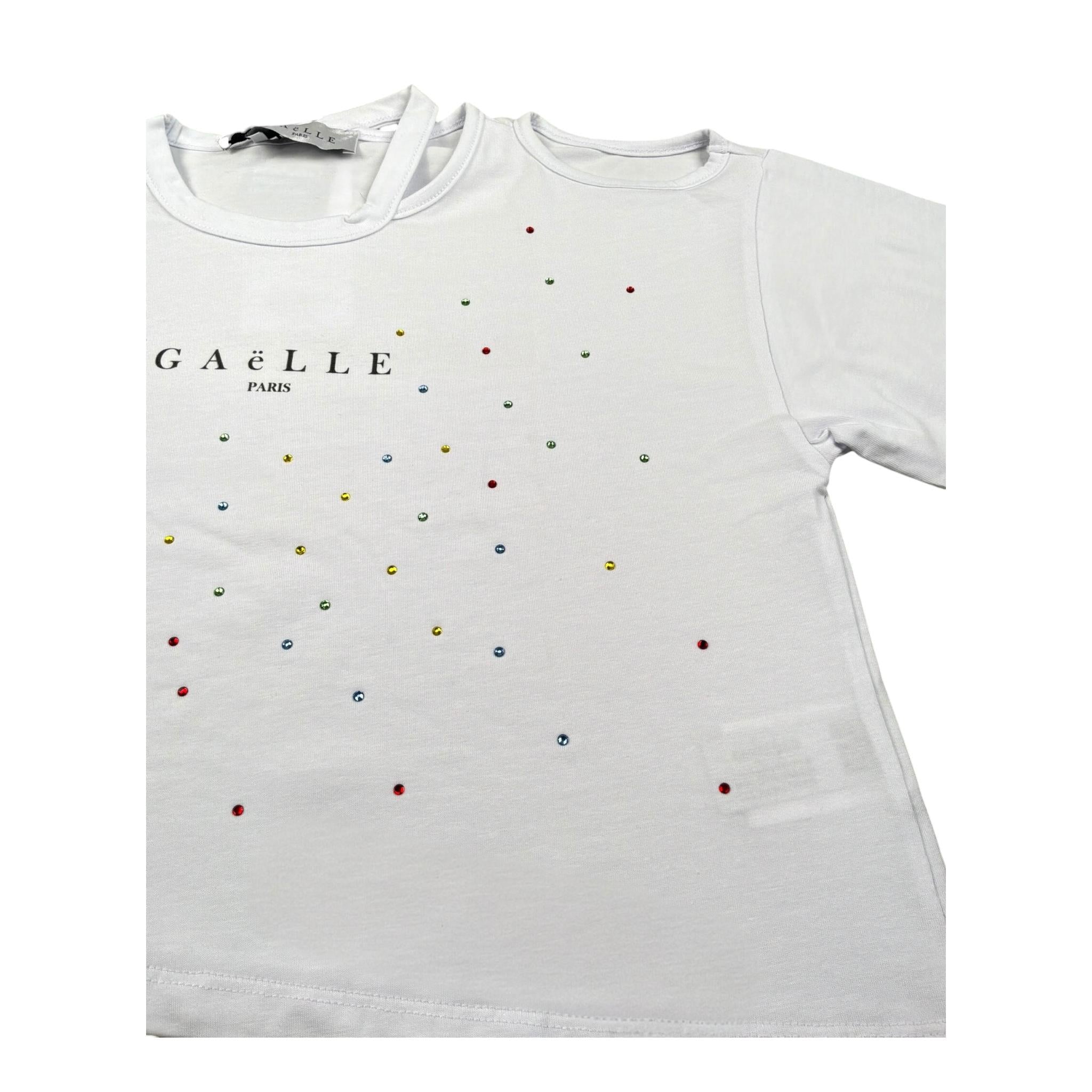 Gaelle T-Shirt Tinta Unita con Brillantini per Bambina 2746MY00410X BIANCO GAELLE 