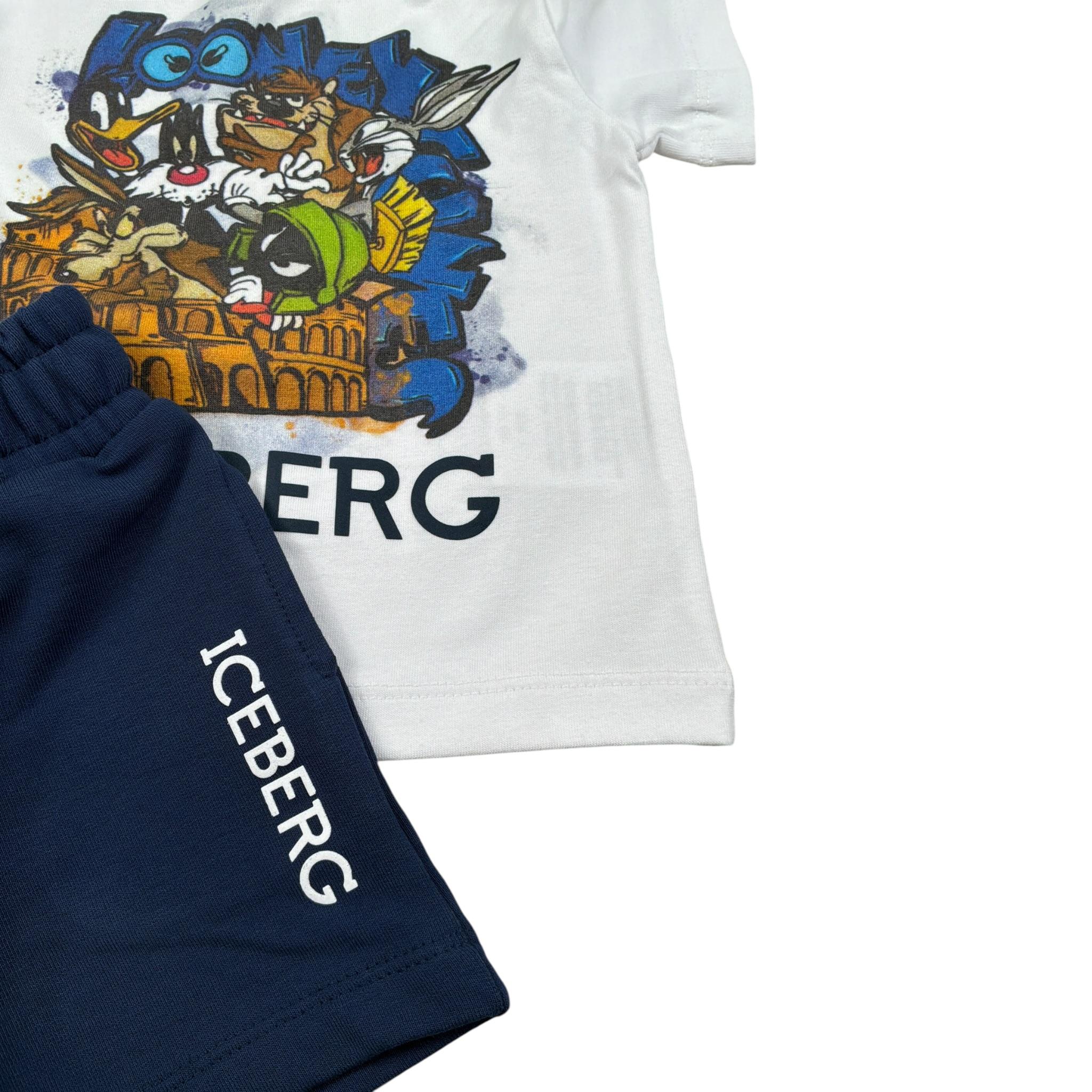 Iceberg Completo 2 Pezzi T-Shirt-Bermuda Bianco/Blu per Neonato CMBICE5107BNXX BIANCO/BLU ICEBERG 