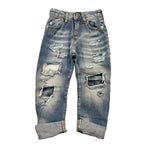 YES LONDON jeans tinta unita con strappi Azzurro per Bambino JR1083 AZZURRO YES LONDON 