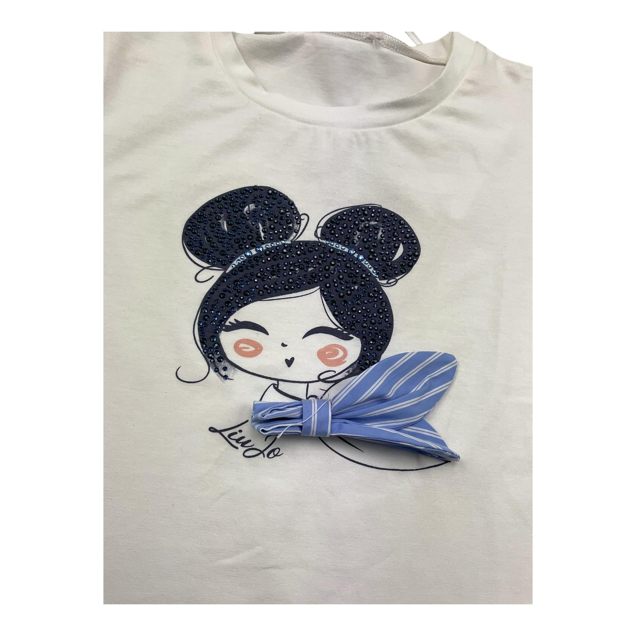 Liu Jo T-Shirt Tinta Unita Girocollo con Stampa per Bambina KA5039XX BIANCO LIU JO 