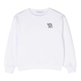 Calvin Klein Felpa Girocollo Tinta Unita con Stampa Bianco per Bambino