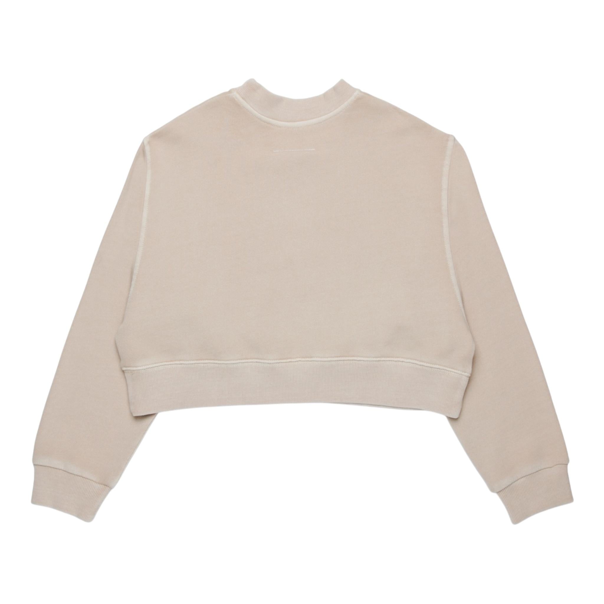 MAISON MARGIELA felpa girocollo mdello crop tinta unita con stampa Beige per Bambina M60683 BEIGE MAISON MARGIELA 