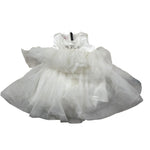 Nunzia Corinna Abito Giromanica tinta unita con Tulle Bianco per Neonata NB2014419 BIANCO NUNZIA CORINNA 