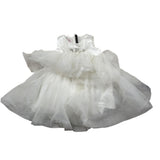 Nunzia Corinna Abito Giromanica tinta unita con Tulle Bianco per Neonata NB2014419 BIANCO NUNZIA CORINNA 