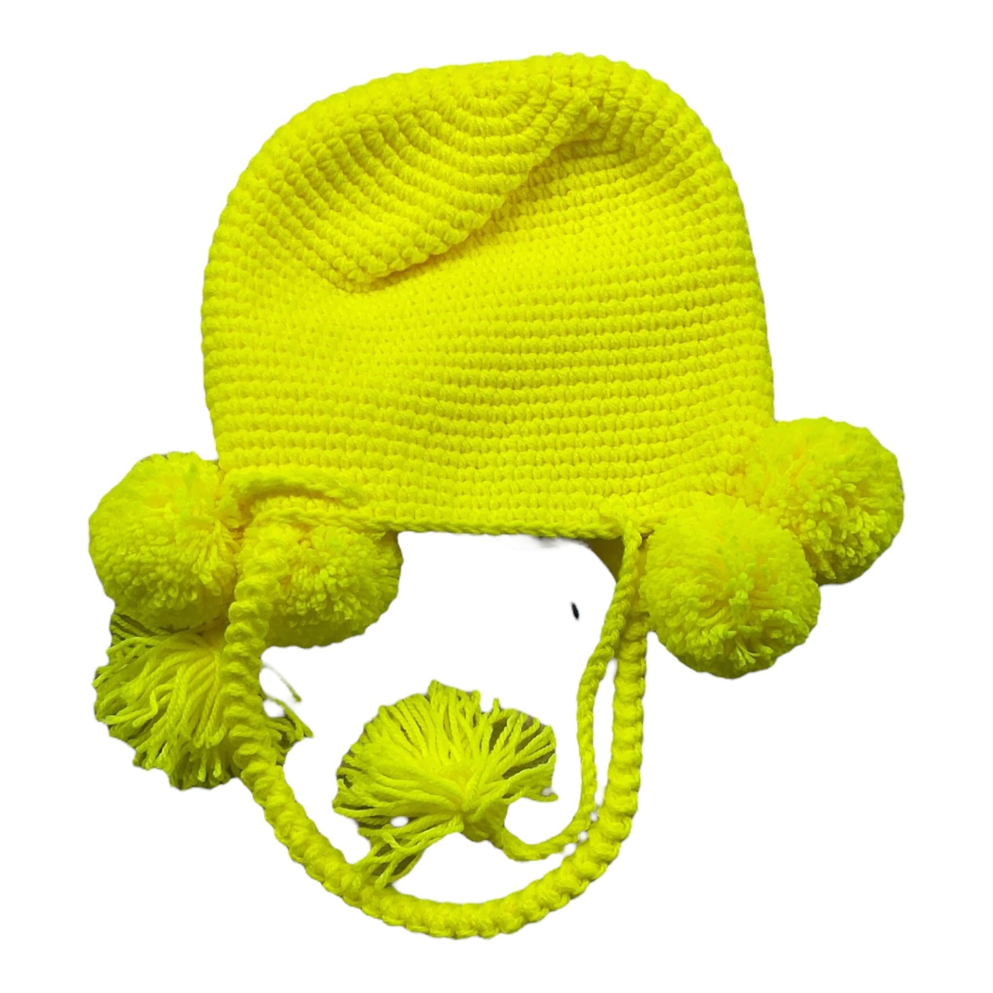 Piccola Ludo Cappello Tinta Unita con Pon Pon per Bambina CAP GIALLO FLUO PICCOLA LUDO 