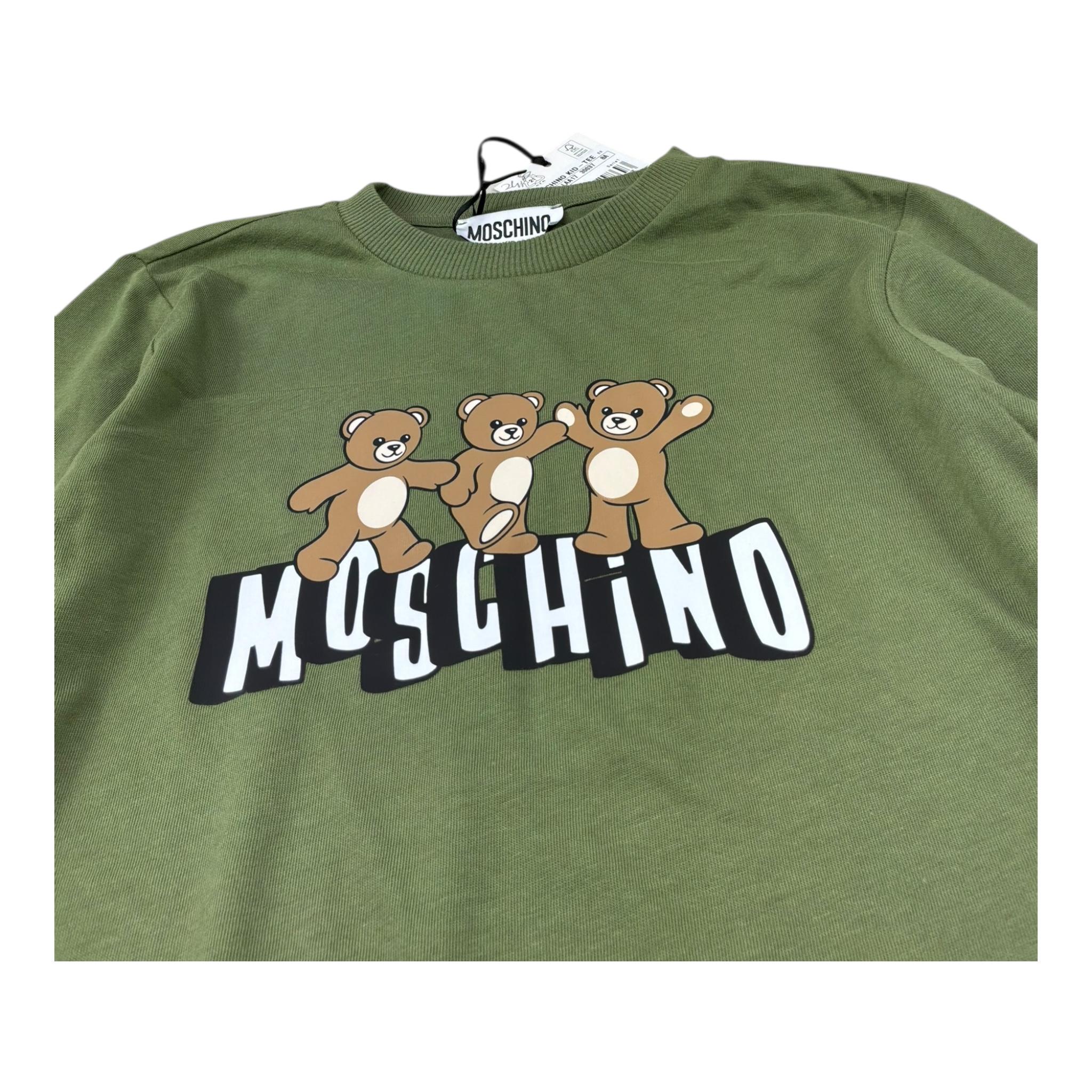 Moschino Shirt Girocollo Tinta Unita con Stampa per Bambino HWO00J VERDE MOSCHINO 