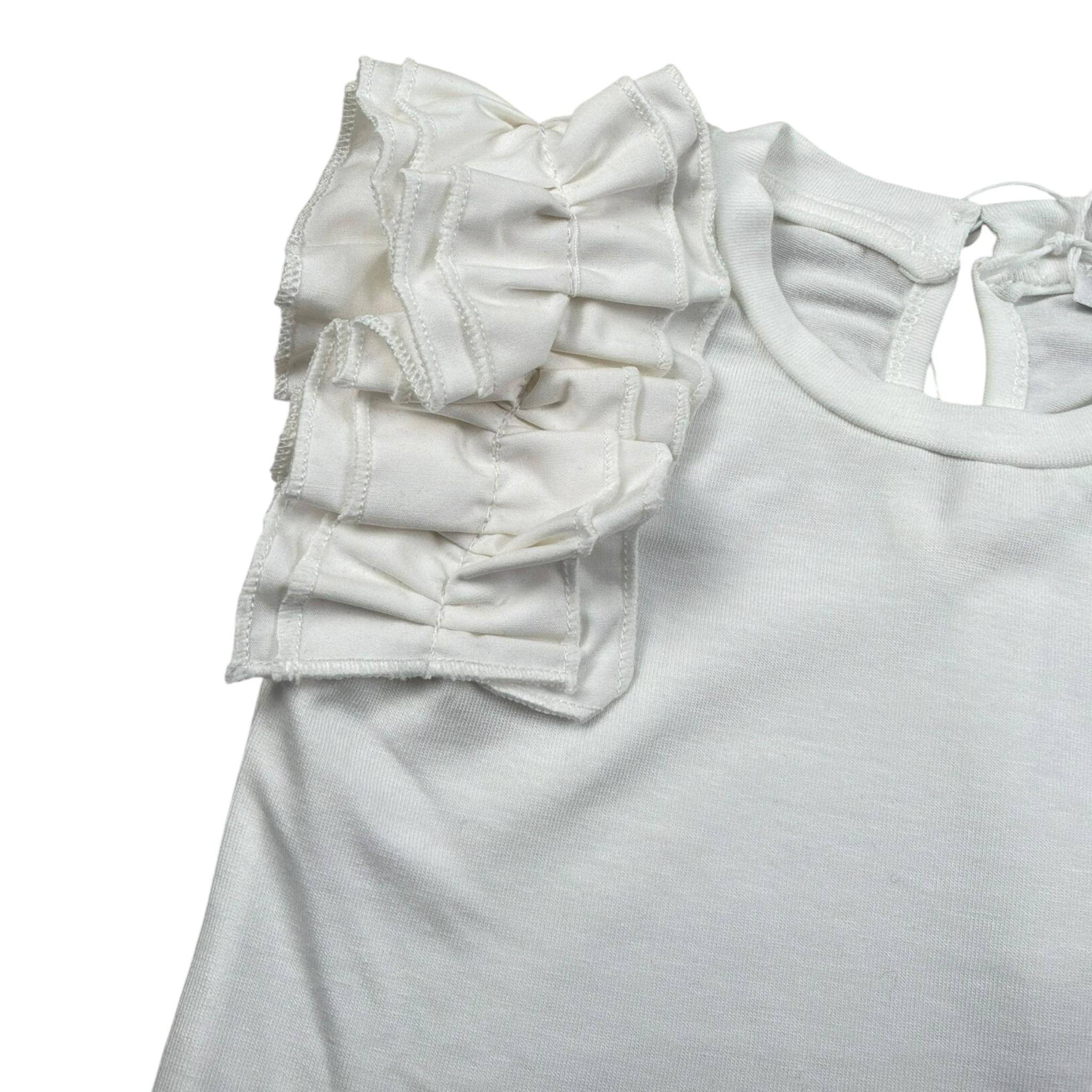 M+E' T-Shirt Girocollo Tinta Unita con Rouches per Bambina UE1735J BIANCO M+E' 