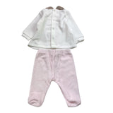 LALALU' completo 2pz tinta unita maglia-ghettina Bianco/rosa per Neonata CPL6N BIANCO/ROSA LALALU' 