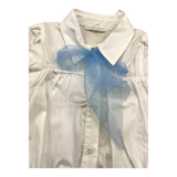 M+E' Camicia Mezza Manica Tinta Unita con Fiocco In Contrasto Bianco per Neonata
