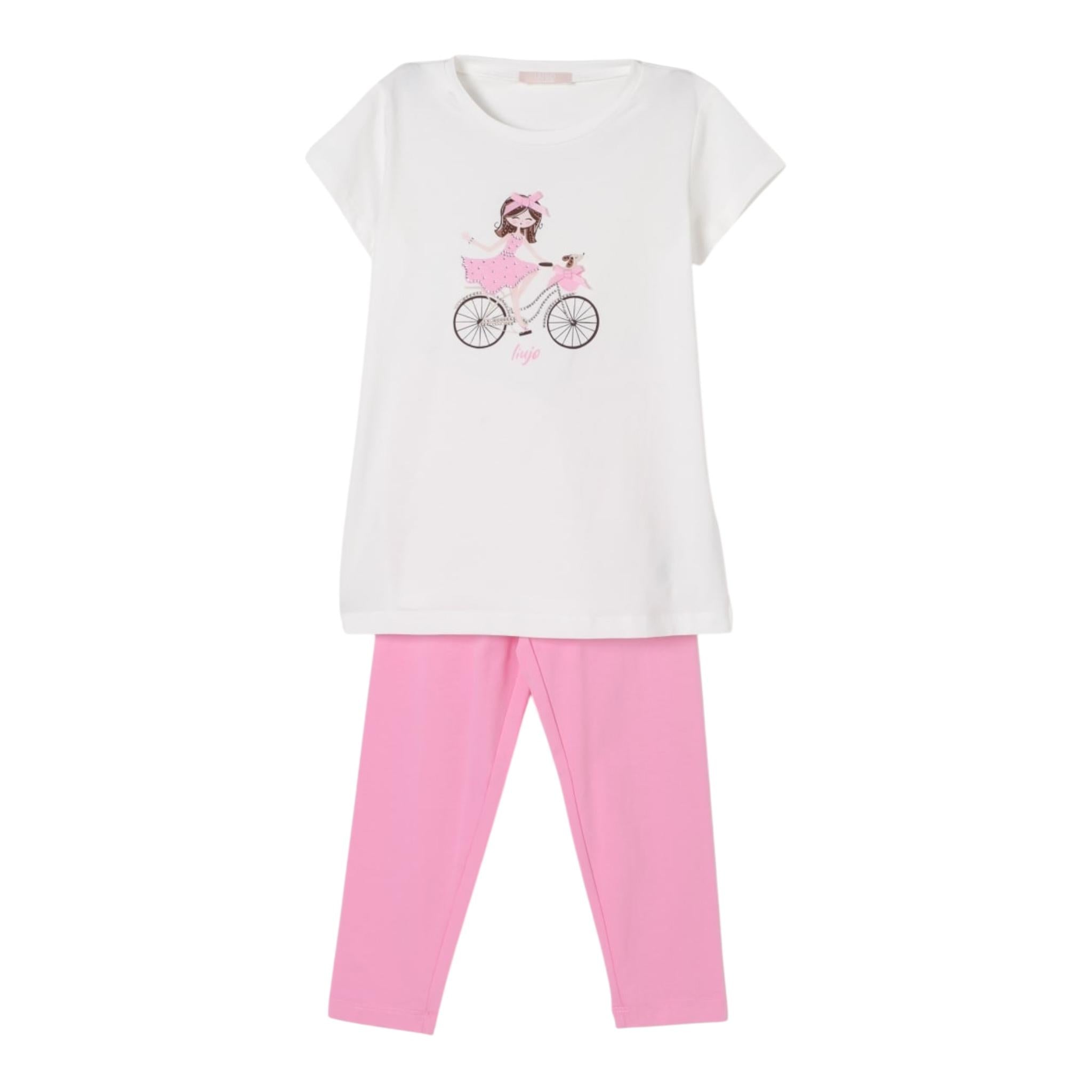 Liu Jo Completo 2 Pezzi T-Shirt-Leggins per Neonata KA5019X BIANCO/ROSA LIU JO 