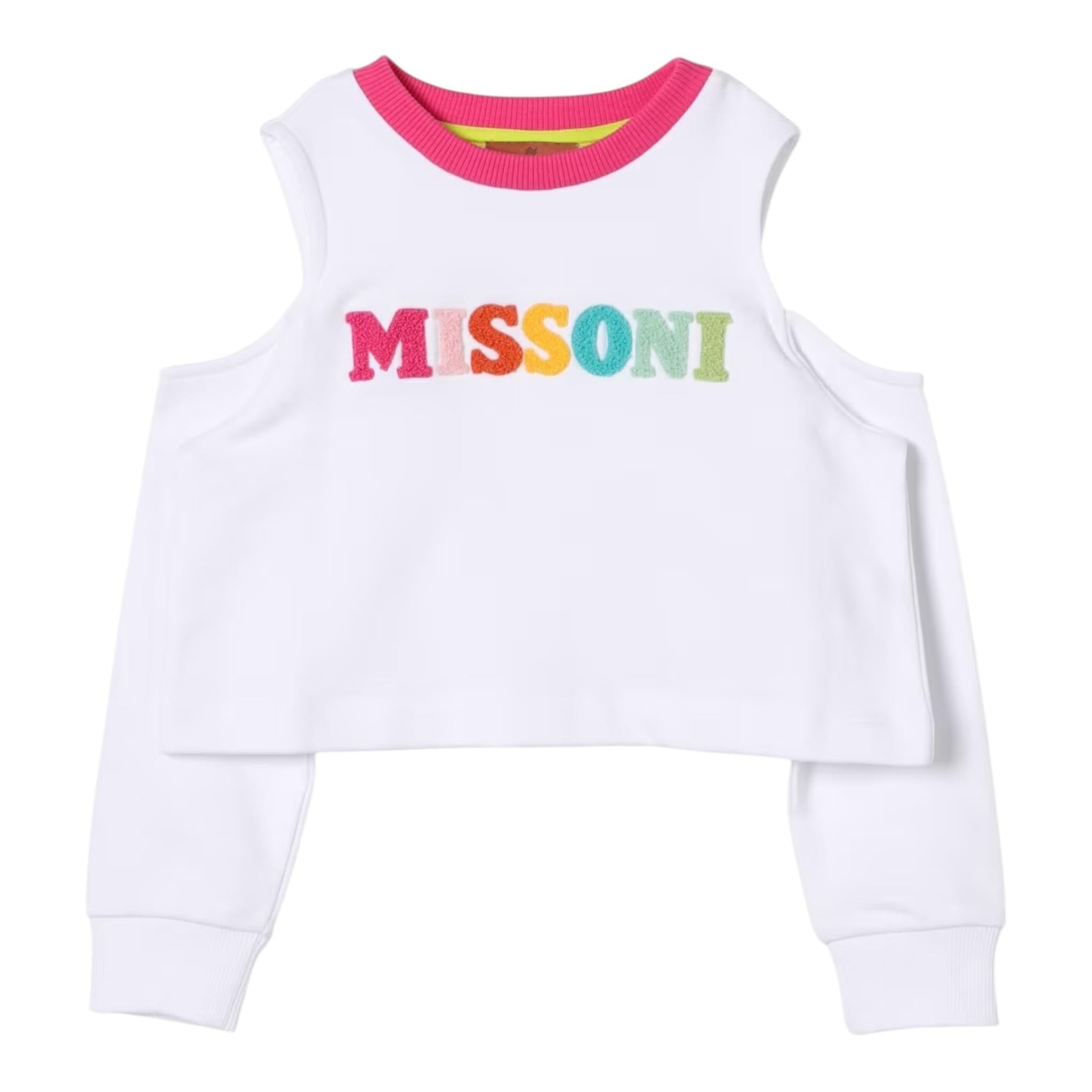 MISSONI completo 2 pezzi felpa-short tinta unita Bianco per Bambina MU3A10 BIANCO MISSONI 
