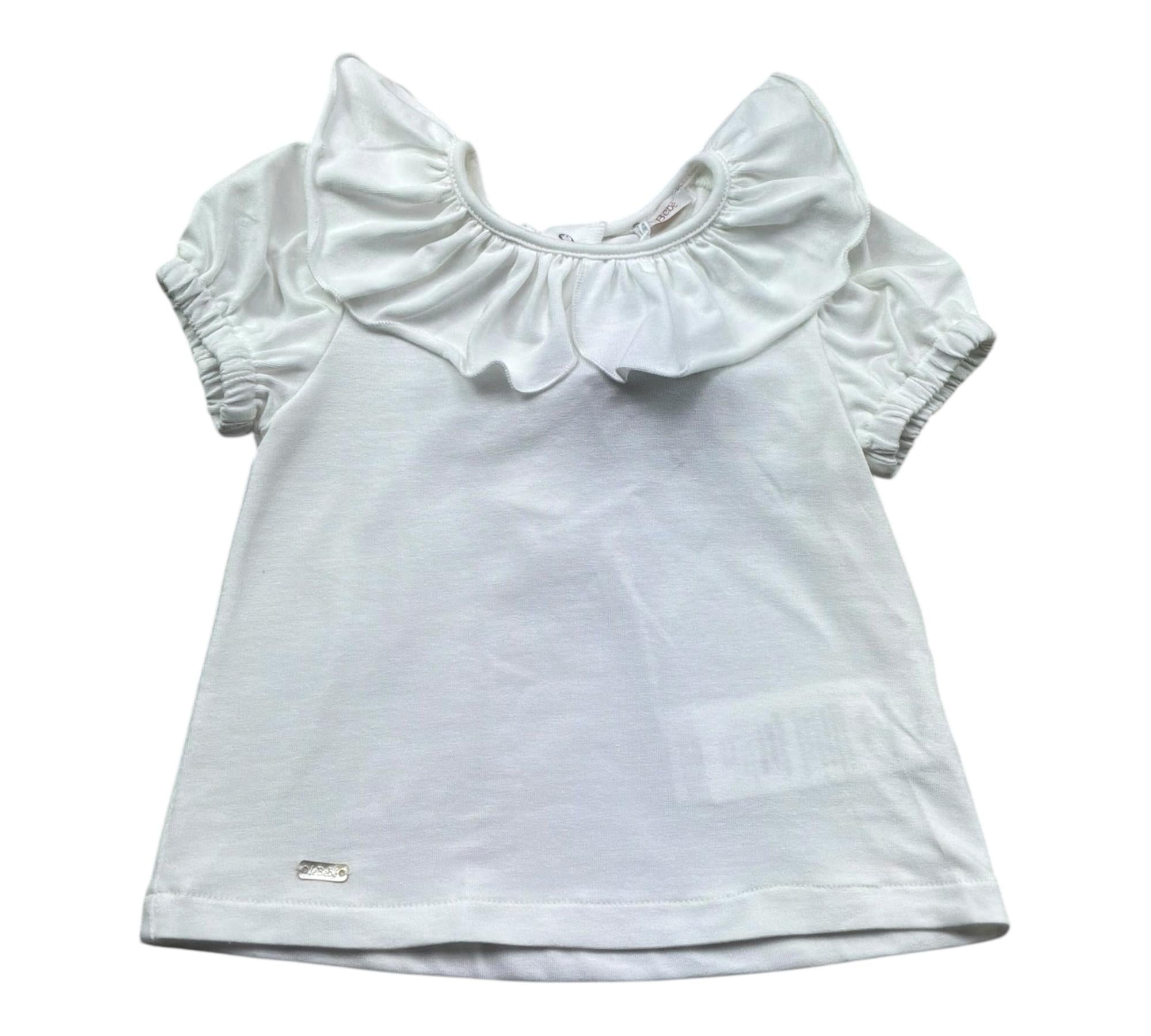 Le Bebe T-Shirt Tinta Unita con Colletto per Neonata LBG6426 BIANCO LE BEBE 