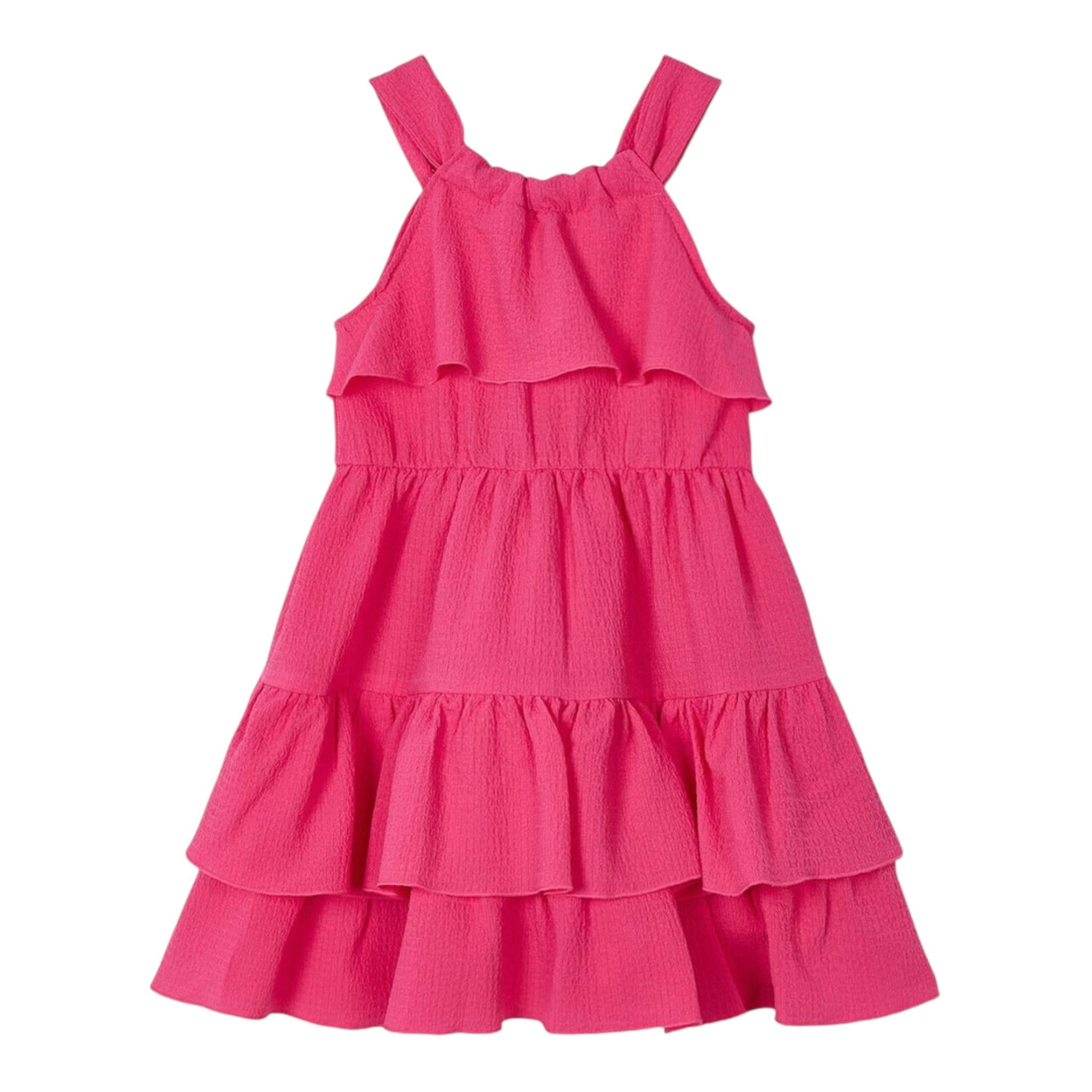 Mayoral Abito Giromanica Tinta Uita con Balze Fuxia per Bambina 3922 FUXIA MAYORAL 