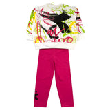 Diadora Completo 2 Pezzi Felpa-Leggins  Bianco/Fuxia Per Neonata