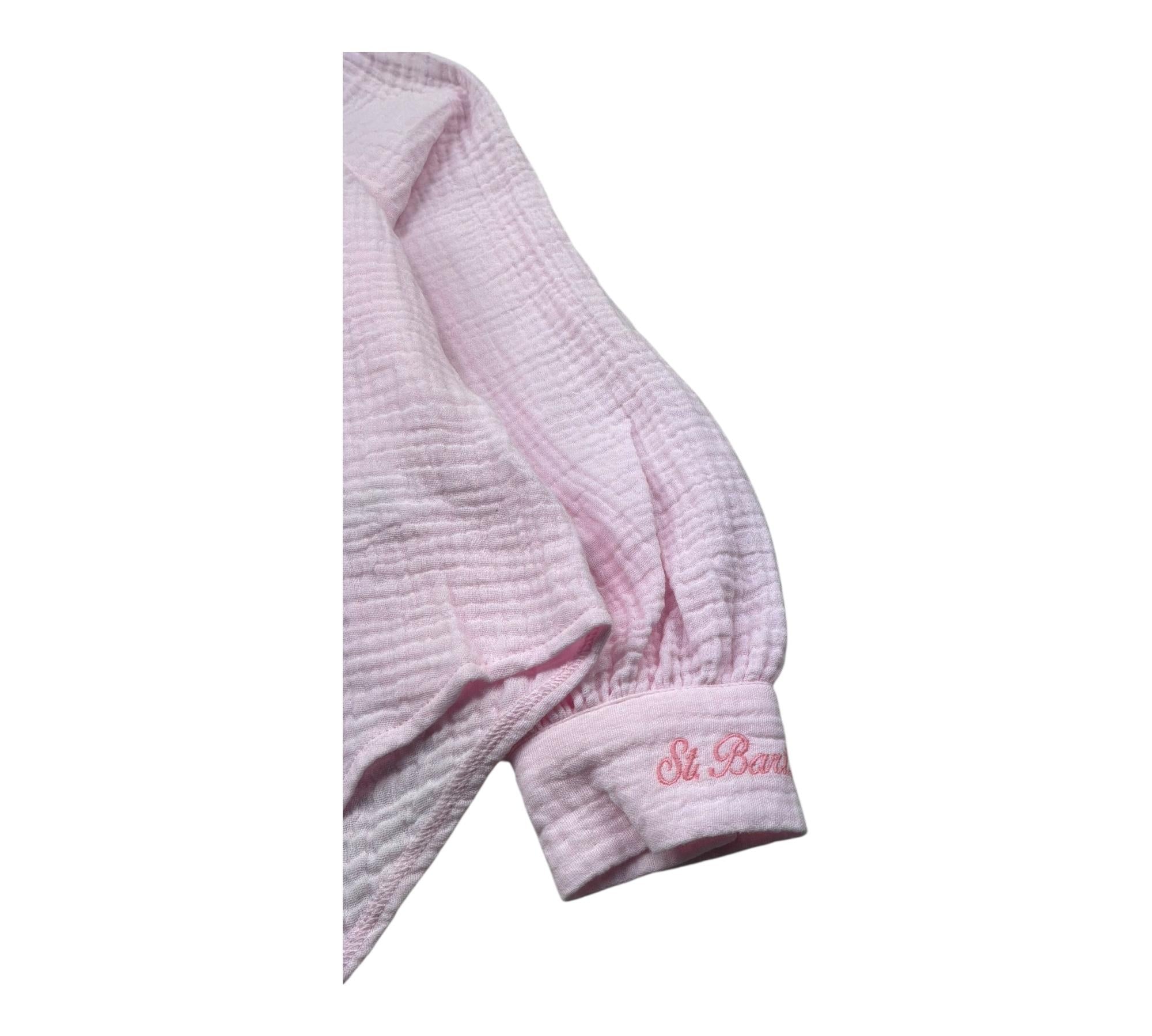 Saint Barth Camicia Manica Lunga Tinta Unita con Logo per Bambina MAIRAJR ROSA SAINT BARTH 
