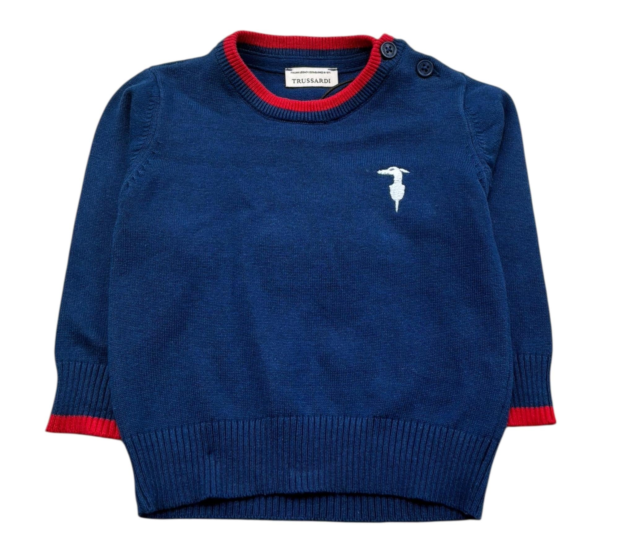 Trussardi Maglia Girocollo Tinta Unita per Neonato TIP26004MA BLU TRUSSARDI 