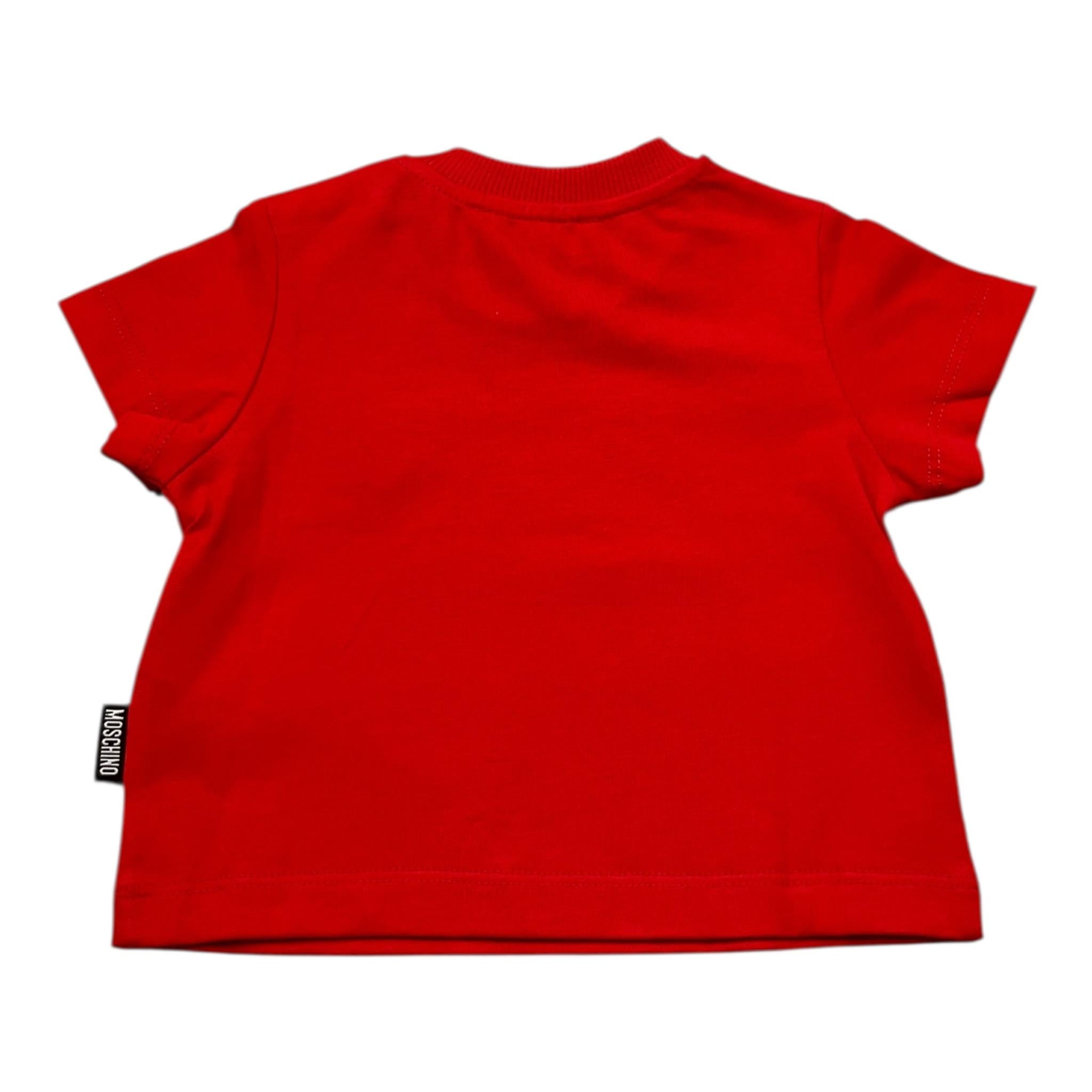 Moschino T-Shirt Girocollo Tinta Unita con Logo per Neonato MUM04E ROSSO MOSCHINO 