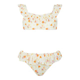 Mefui Costume 2 Pezzi Fascia-Slip Tinta Unita con Fantasia per Bambina MJ250201X08 PANNA MEFUI 