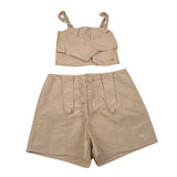 Fun & Fun Completo Short-Top Tinta Unita per Bambina 30939 SABBIA FUN & FUN 