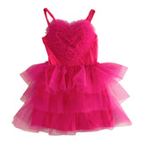Aniye By Girl Abito Bretelline Tinta Unita Con Tulle Fuxia Per Bambina