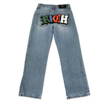 John Richmond Jeans Tinta Unita con Logo E Girovita Regolabile per Bambino RBP26059JE AZZURRO JOHN RICHMOND 