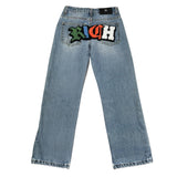 John Richmond Jeans Tinta Unita con Logo E Girovita Regolabile per Bambino RBP26059JE AZZURRO JOHN RICHMOND 