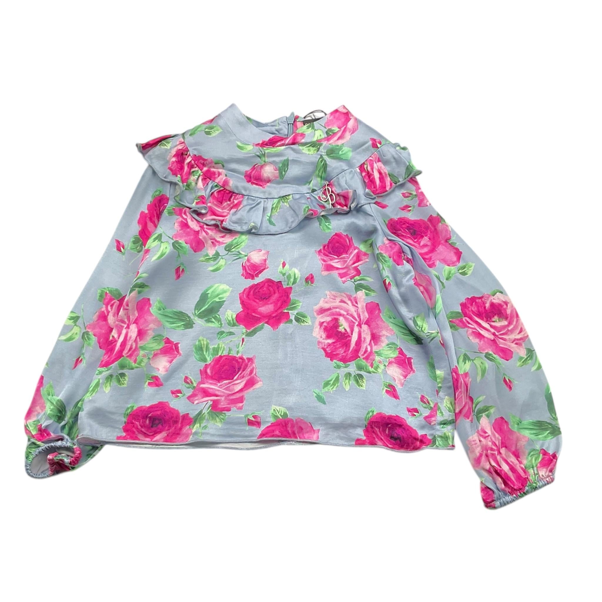 MISS BLUMARINE camicia tinta unita con fantasia fiori Azzurro per Bambina IF3158T3674 AZZURRO MISS BLUMARINE 