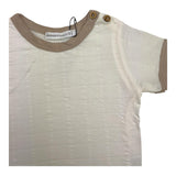 Bamboom+Babies T-Shirt Tinta Unita con Girocollo In Contrasto Panna per Neonato