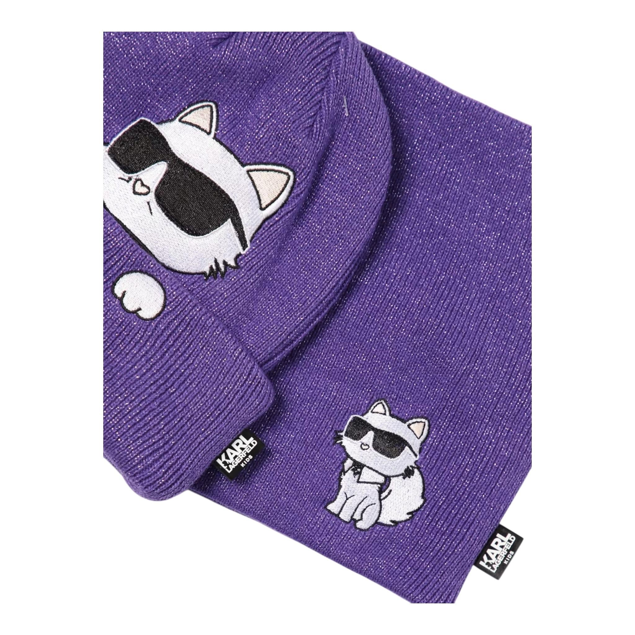 KARL LAGERFELD set cappello-scaldacollo tinta unita Viola per Bambina Z30333 VIOLA KARL LAGERFELD 